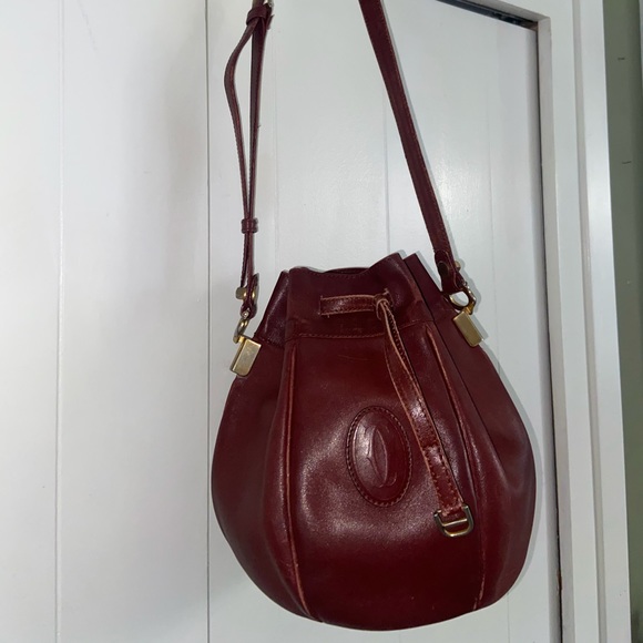 Authentic CARTIER Leather Drawstring Bucket Bag - Picture 2 of 5